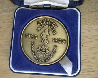 Original Halifax & District Football Association League Centenary Medal 1898-1998. Ideal Christmas, Father's Day Birthday Present For Him.