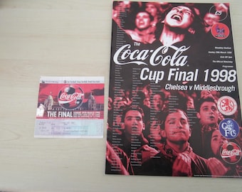 1998 Chelsea v Middlesbrough Coca Cola League Cup Final Football Programme, with Match TICKET!