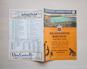 1958-59 Wolves v Burnley Football League Division One Match Programme. Ideal Christmas Gift, Fathers Day, Birthday Present For Him