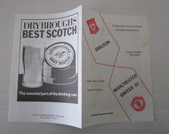 1987 Shildon v Manchester United, Pre-Season Friendly Match Souvenir Programme. Ideal Christmas, Father's Day Birthday Gift For Him