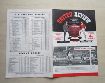 1959-60 Manchester United v West Bromwich Albion, League Division One Programme. Ideal Christmas Gift, Fathers Day, Birthday Present