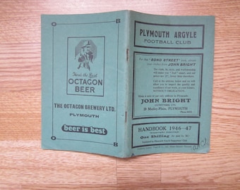 1946-47 Plymouth Argyle FC Football Soccer Club Handbook, Yearbook. Ideal Christmas Gift, Fathers Day, Birthday Present For Him