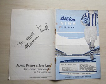 1959-60 WBA v Plymouth Argyle F A Cup 3rd Round Match Programme. Ideal Christmas Gift, Fathers Day, Birthday Present For Him