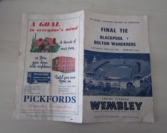 1953 Blackpool v Bolton Wanderers F A Cup Final Football Match Programme, Original, Official.