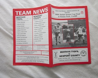 1987 Merthyr Tydfil v Newport County, 100th Welsh Senior Cup Final Match Programme.