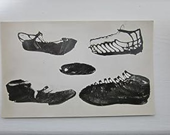 Postcard, Leather shoes & sandals, Roman period, found in the City Of London, Real Photo RPPC Postcard, Genuine, Original.