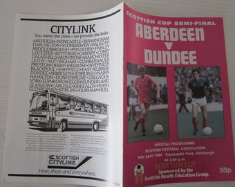 1983-84 Aberdeen v Dundee Scottish Cup Semi-Final Football Match Programme. Ideal Christmas Gift Fathers Day Birthday Present