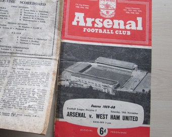1959-60 Arsenal v West Ham United, Division One Match Programme. Ideal Christmas Gift, Fathers Day, Birthday Present For Him