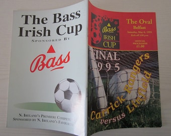 1995 Carrick Rangers v Linfield Bass Irish Cup Final Football Match Programme. Ideal Christmas Gift, Father's Day, Birthday Present