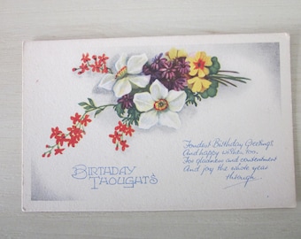 Postcard, Birthday Thoughts, Genuine, Original.