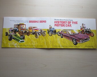 1960s/70s History Of The Motor Car, Brooke Bond Picture Cards with Album, COMPLETE. Ideal Christmas, Birthday Gift For Loved One!
