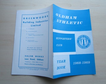 1968-69 Oldham Athletic Football Supporters Club Handbook, Yearbook, Souvenir. Sorry, no USA orders accepted, due to recent tariffs.