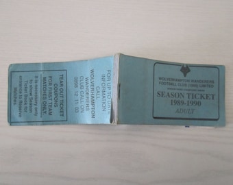 1989-90 Wolverhampton Wanderers Football Club Used Season Ticket Booklet.