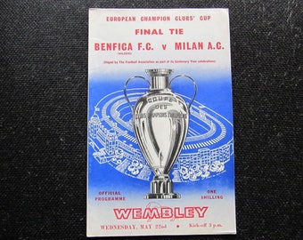 1963 A C Milan FC v Benfica FC European Cup Final Football Soccer Match Programme Ideal Christmas, Fathers Day, Birthday Present
