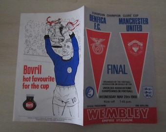 1968 Benfica FC v Manchester United FC European Cup Final Football Soccer Match Day Programme, PLUS Semi-Final v Real Madrid.