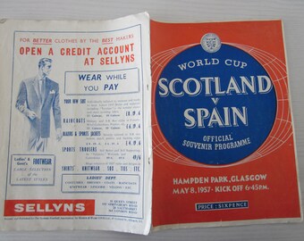 1957 Scotland v Spain World Cup Football International Match Programme.