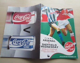 Programa de la final de la Copa Coca-Cola entre el Arsenal y el Sheffield Wednesday de 1993. Ideal como regalo de Navidad, Día del Padre o cumpleaños.