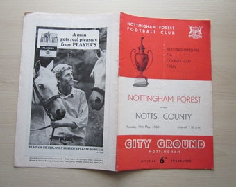 1967-68 Nottingham Forest v Notts County, Nottinghamshire F A County Cup Final Programme.Ideal Christmas Gift, Fathers Day, Birthday Present