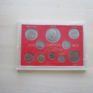 Gran Bretaña: adiós a las libras, chelines y peniques. Moneda británica predecimal. Juego de 10 monedas sin circular. Regalo de Navidad ideal para un ser querido