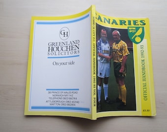 1992-93 Norwich City Football Club Handbook, Yearbook, Annual. Ideal Christmas Gift, Valentine's Day, Fathers Day, Birthday Present