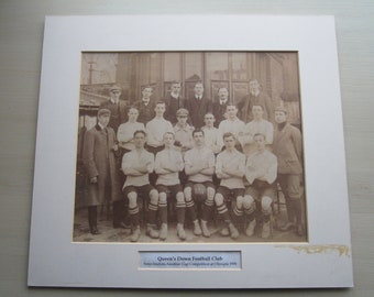 1906 Large Vintage Football Club Photograph, Queen's Down Football Club, Semi-Finalists Amateur Cup Competition At Olympia