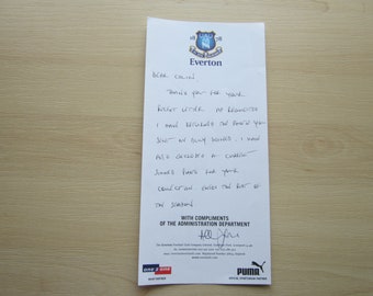 1980s Signed by then EVERTON FC Coach Alan Irvine (ex Blackburn, QPR player). Ideal Christmas, Fathers Day, Birthday Present For Him