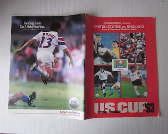 1993 USA v England, Football International "US CUP" Tournament Programme, Souvenir. Ideal Christmas Gift, Father's Day, Birthday Present
