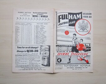1959-60 Fulham v Tottenham Hotspur, Football League Division One Programme. Ideal Christmas Gift, Fathers Day, Birthday Present!