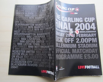 2004 Bolton Wanderers v Middlesbrough, Football League Cup (Carling) Final Programme. Ideal Christmas Gift, Fathers Day, Birthday Present