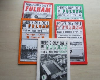 1980s/1990s FIVE Original "There's only one F in Fulham" Fulham Football Club Magazines. Ideal Christmas Gift, Fathers Day, Birthday Present