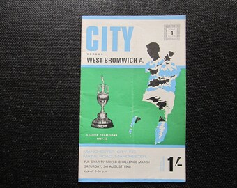 1968 Manchester City v WBA F A Charity Shield Match Programme. Ideal Christmas Gift, Fathers Day, Birthday Present