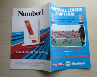1980 Nottingham Forest v Wolverhampton Wanderers (Wolves) Football League Cup Final Programme. Ideal Christmas Gift, Birthday Present