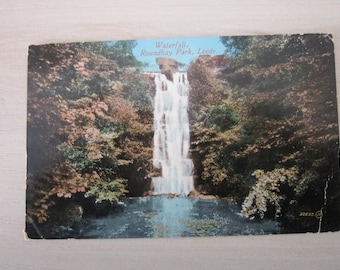 Postcard, Waterfall, Roundhay Park, Leeds, England, United Kingdom. Genuine, Original.
