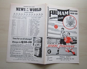 1960 TWO Fulham Football Club League Match Day Programmes, Memorabilia.