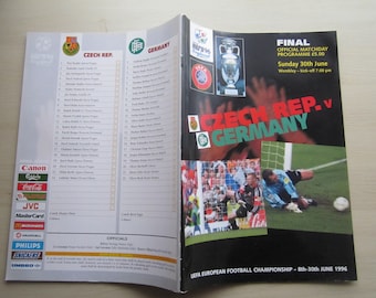 1996 Czech Republic v Germany, UEFA European Championship Final Match Programme. Ideal Christmas Gift, Fathers Day, Birthday Present.