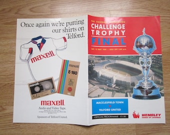 1989 Macclesfield Town v Telford United, The F A Challenge Trophy Cup Final Programme.