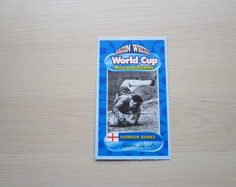 1980s Gordon Banks Stoke City Leicester City Hand-Signed "Wagon Wheels" World Cup Card. Ideal Christmas Gift, Fathers Day, Birthday Present