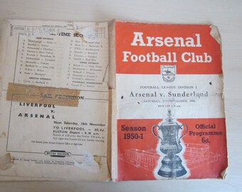 1950/51 Arsenal v Sunderland Football League Division One Programme at Highbury. Ideal Christmas Gift, Fathers Day, Birthday Present