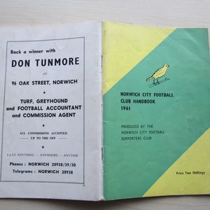 1961 Norwich City Football Supporters Club Handbook, Yearbook, Memorabilia. Ideal Christmas Gift, Fathers Day, Birthday Present