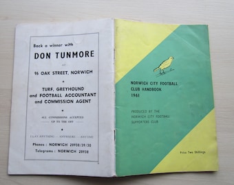 1961 Norwich City Football Supporters Club Handbook, Yearbook, Memorabilia. Ideal Christmas Gift, Fathers Day, Birthday Present