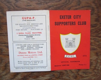 1967-68 Exeter City Football Supporters Club Handbook Yearbook Annual Souvenir. Ideal Christmas Gift, Fathers Day, Birthday Present