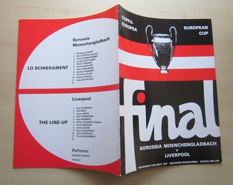 1977 Borussia Moenchengladbach v Liverpool European Cup Final *REPRINT* Edition Programme. Ideal Christmas Gift Birthday Present