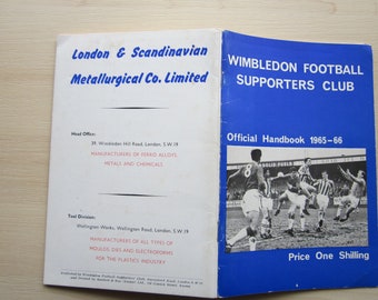 1965-66 Wimbledon Football Soccer Supporters Club Handbook, Yearbook Souvenir. Ideal Christmas Gift, Fathers Day, Birthday Present