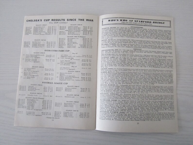 Souvenir Fathers Day Ideal Christmas Gift Annual Birthday Present Yearbook 1970-71 Chelsea Football Club Handbook