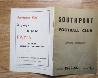 1965-66 Southport Football Club Handbook, Yearbook, Souvenir, Collectable. Ideal Christmas Gift, Fathers Day, Birthday Present