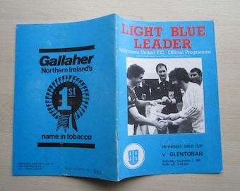 1981 Ballymena Football Club v Glentoran, Hennessey Gold Cup, Football Match Programme. Ideal Christmas/Birthday Gift.