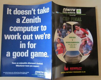 1990 Chelsea v Middlesbrough, Zenith Cup Final Football Match Programme Ideal Christmas Gift, Fathers Day, Birthday Present For Dad/Him