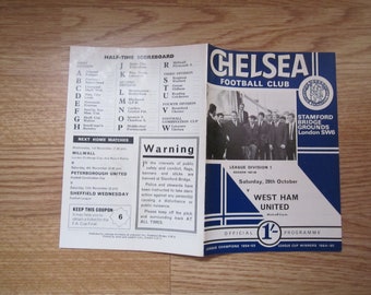 1967-68 Chelsea v West Ham United Football League Division One Match Programme. Ideal Christmas Gift, Fathers Day, Birthday Present