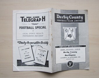 1956-57 Derby County v Darlington Football League Division 3 North Football Programme.