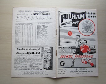 1959 THREE Fulham Football Club League Match Day Programmes, Memorabilia. Ideal Christmas Gift, Fathers Day, Birthday Present For Him